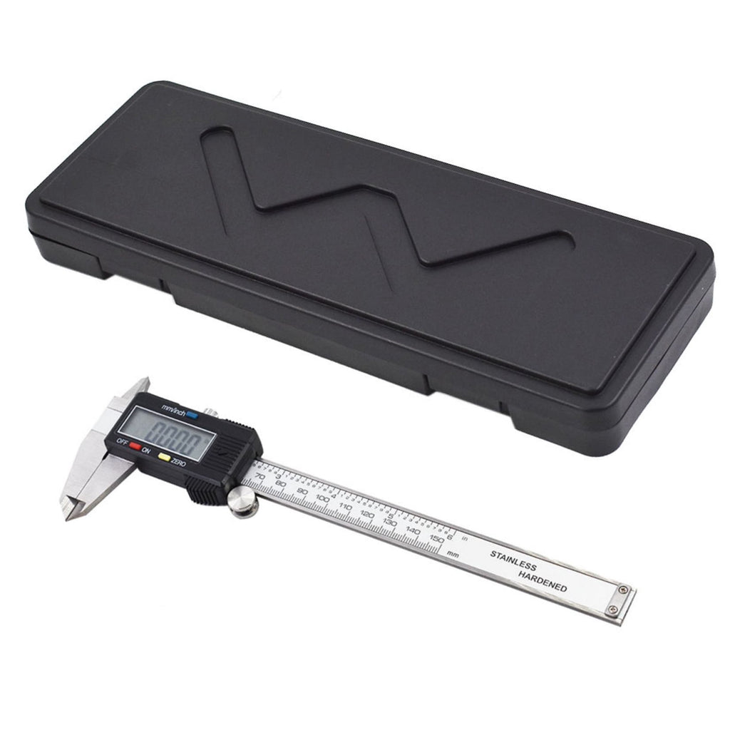 0-6 inch LCD Electronic Digital Vernier Caliper Stainless Steel Fraction inch Millimeter Conversion Micrometer Gauge for Length Width Depth Inner Diameter Outer Diameter