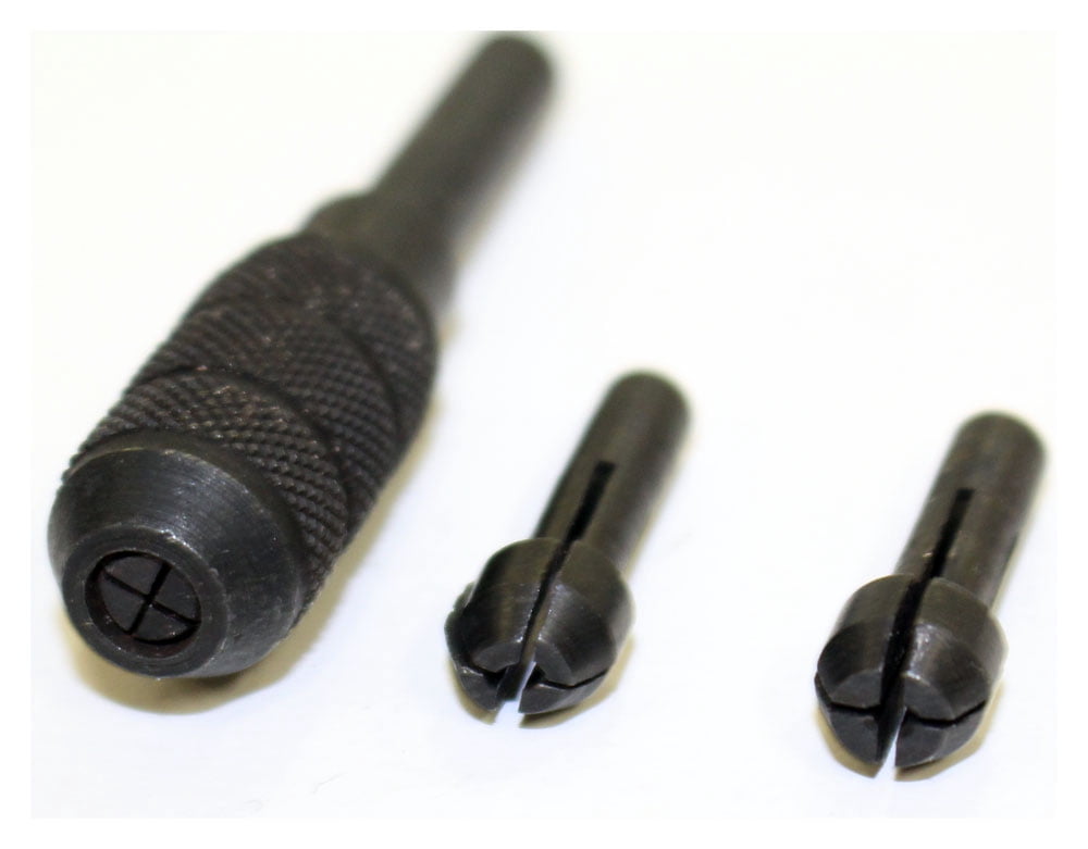 HAWK 1-3mm PIN CHUCK Set | 3 Sizes: 1mm-3mm | 7/8" (2.2 cm) Chucks, 2 3/8" (6 cm) Vise | Black Oxidized Steel | Essential for Drilling, Jewelry & Precision Tasks