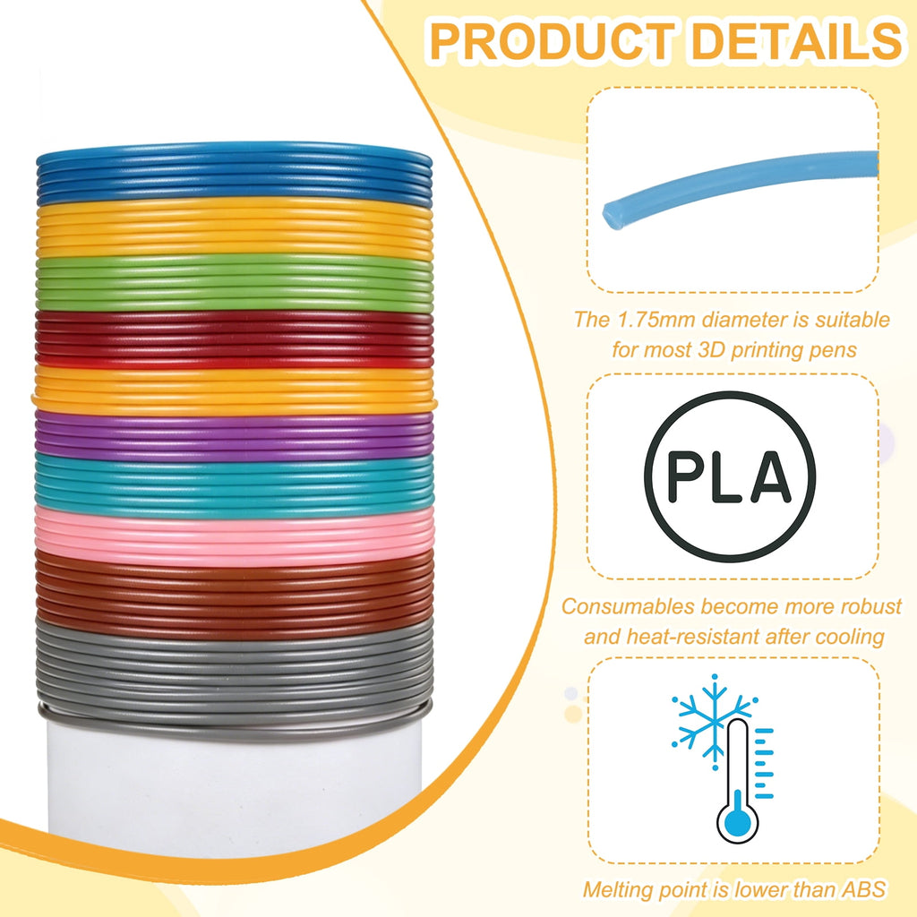 Uxcell 3D Pen Filament 3Pcs 1.75mm Total Length 196.8 Feet Blue PLA, 3D Pen Filament Refills Low Warping, for Creating Pictures Printed Model Printing Pen