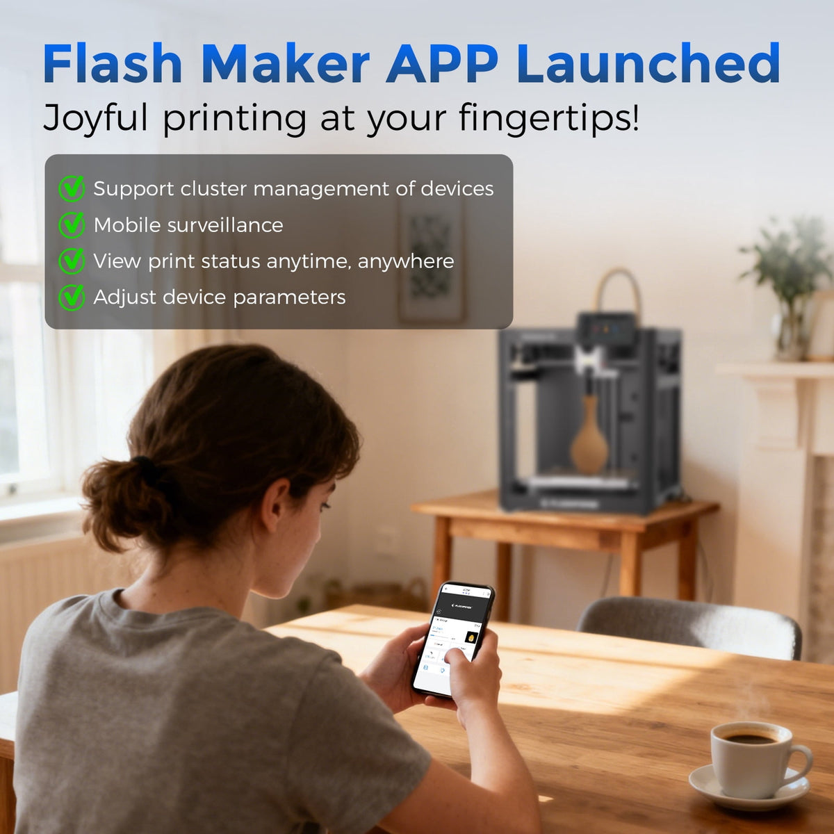 Flashforge Adventurer 5M 3D Printer, 600mm/s High Speed Printing & Screen, 1 Count, 8.7 x 8.7 x 8.7''