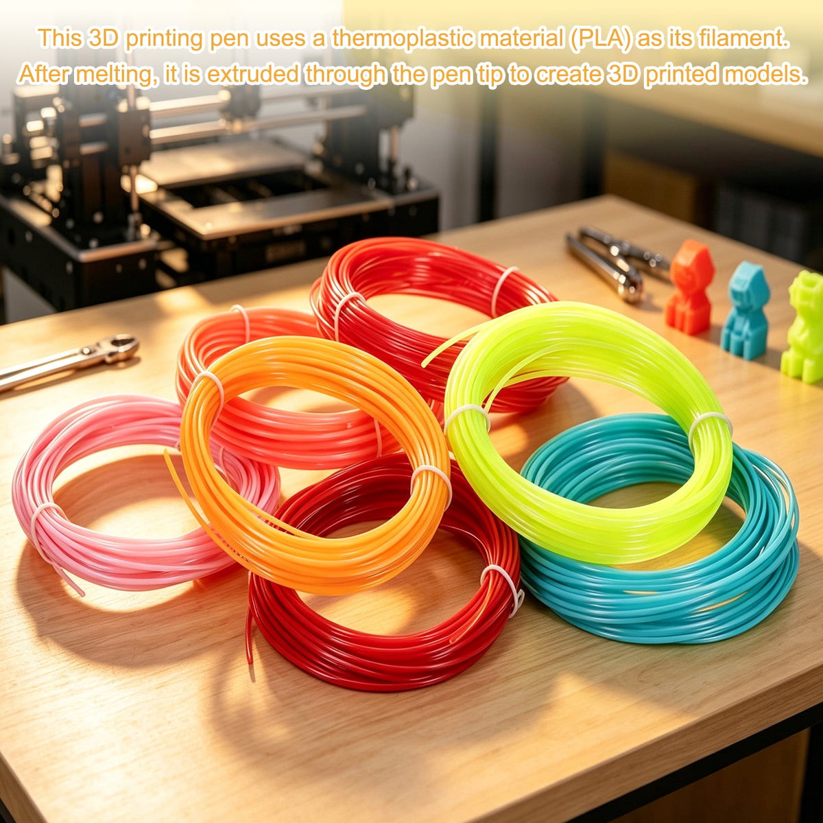 Uxcell 3D Pen Filament 6Pcs 1.75mm Total Length 196.8 Feet Red PLA, 3D Pen Filament Refills Low Warping, for Creating Pictures Printed Model Printing Pen