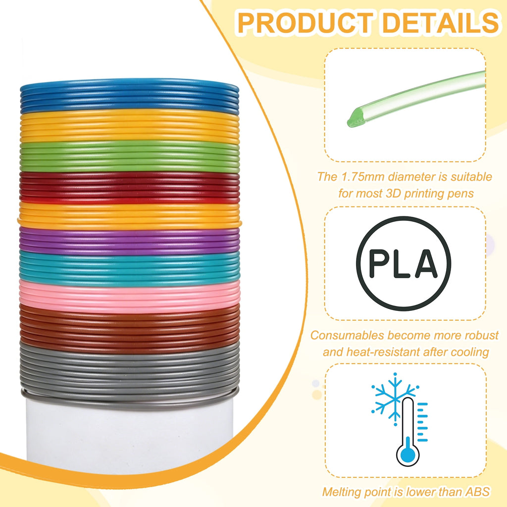 Uxcell 3D Pen Filament 3Pcs 1.75mm Total Length 196.8 Feet Transparent Green PLA, 3D Pen Filament Refills Low Warping, for Creating Pictures Printed Model Printing Pen