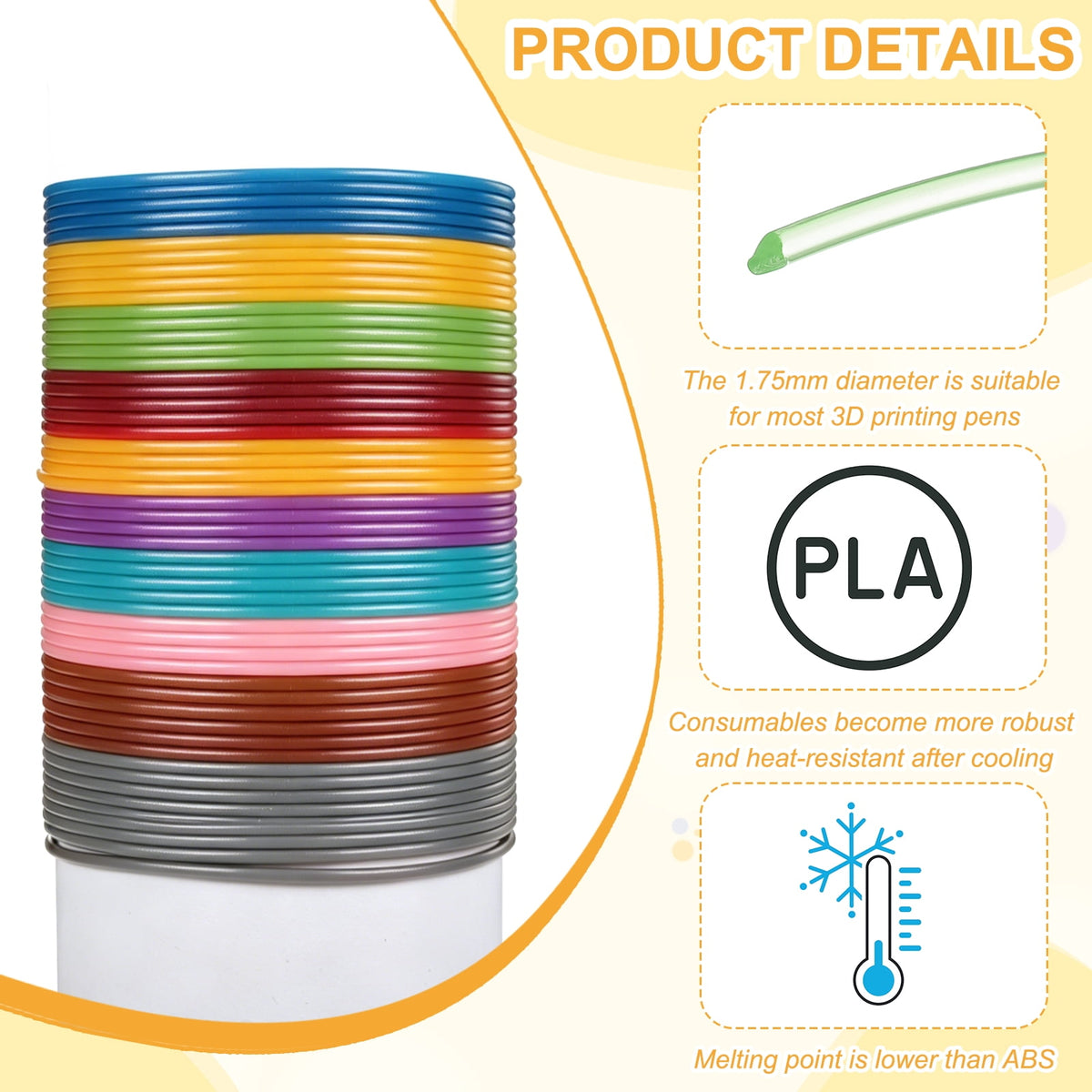 Uxcell 3D Pen Filament 3Pcs 1.75mm Total Length 196.8 Feet Transparent Green PLA, 3D Pen Filament Refills Low Warping, for Creating Pictures Printed Model Printing Pen