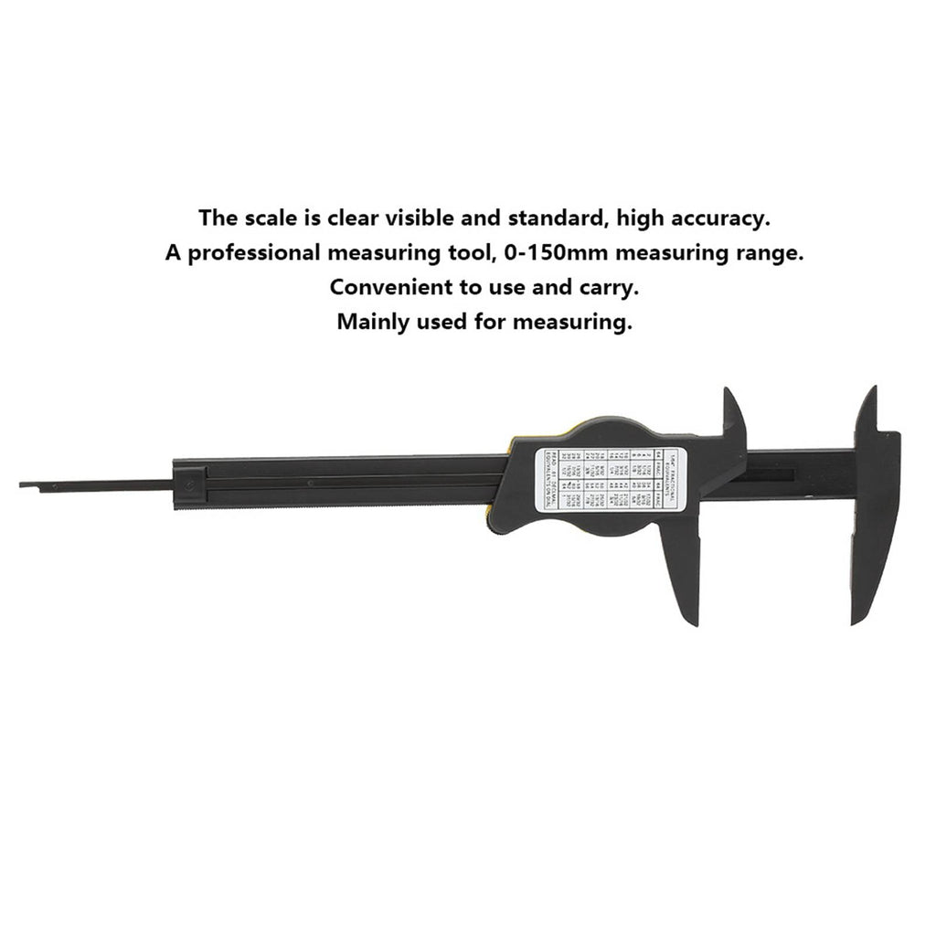 M Buder 0-150mm Plastic Dial Vernier Caliper Ruler Gauge High Accuracy Measuring Tool, 6 inches / 15.2 cm (Yellow)