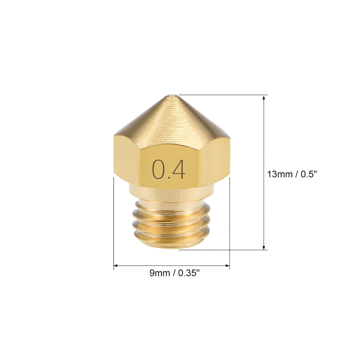 0.4mm 3D Printer Nozzle Head M7 Thread Replacement for MK10 1.75mm Extruder Print Brass 5pcs