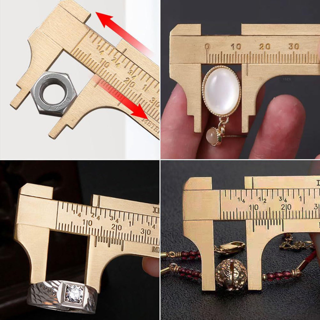 Solid Brass Caliper Measuring Tool 0.1mm Accuracy Two Sizes Compact Portable for Home DIY Craft Small Object Measurement