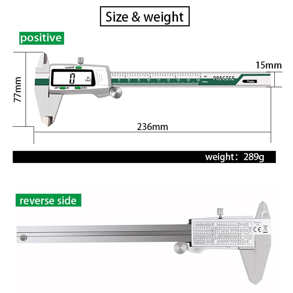 Stainless Steel High Accuracy Electronic LCD Digital Display Slide Caliper Vernier Ruler with Measuring of 0-150mm