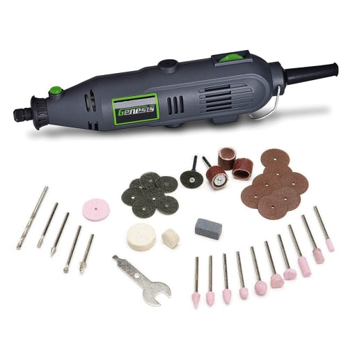 Genesis GRT2103-40 Variable Speed Rotary Tool, 120 VAC, 1 A, 1/8 in Keyless Chuck, 8000 - 30000 rpm