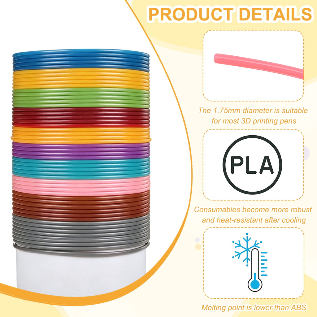 Uxcell 3D Pen Filament 3Pcs 1.75mm Total Length 196.8 Feet Fluorescent Red PLA, 3D Pen Filament Refills Low Warping, for Creating Pictures Printed Model Printing Pen